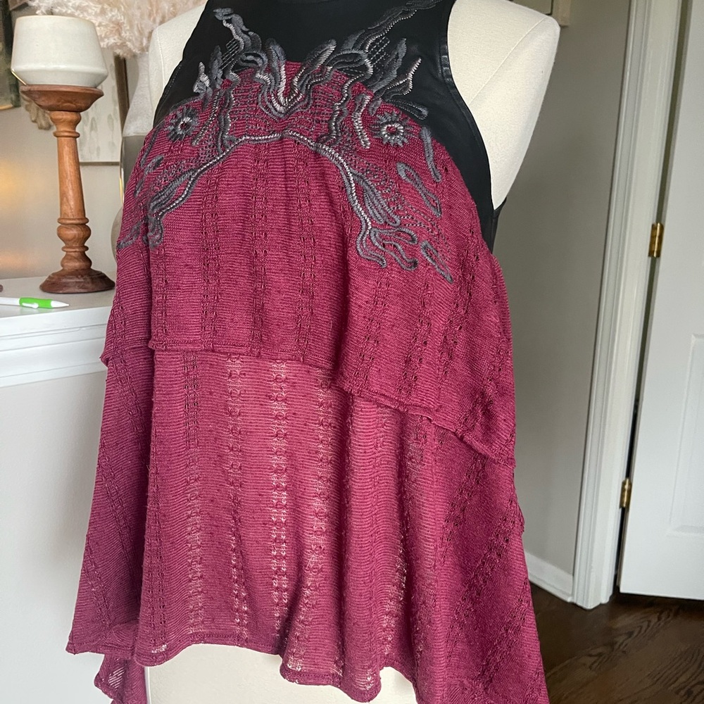 Free People vegan leather high low Moto tank top XS - Picture 7 of 7